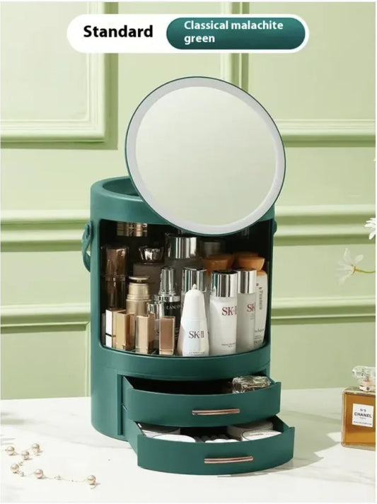 High-End Cosmetics Storage Box with Mirror and Light